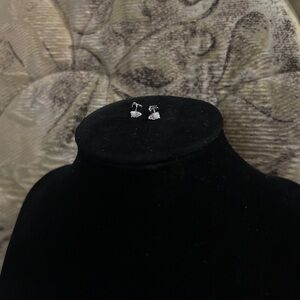 925 Sterling Silver White Opal CZ Stud Earrings